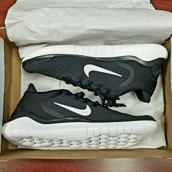 Nike Men's Free Run 2018 Black/White Running Shoes - Picture 1 of 6